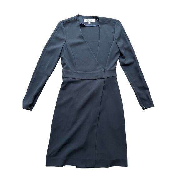 DVF Side Clasp Wrap Black Dress Size 4 - Picture 1 of 10